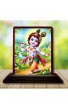 Car Desk/Table Top Lord Krishna Wooden Photo Stand 3x4 Inches, Compact & Stylish Spiritual Display For Car, Home & Office (Pack Of 1) (F14475)