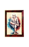 Saibaba Photo Frame For Wall & Table | 7x9 Inch Golden Cherry Finish | Decorative Saibaba Photo Frame For Home, Office & Pooja Room (F11663)