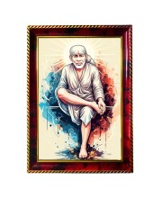 Saibaba Photo Frame For Wall & Table | 7x9 Inch Golden Cherry Finish | Decorative Saibaba Photo Frame For Home, Office & Pooja Room (F11663)