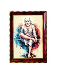 Saibaba Photo Frame For Wall & Table | 7x9 Inch Golden Cherry Finish | Decorative Saibaba Photo Frame For Home, Office & Pooja Room (F11663)