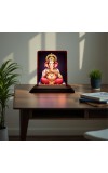 Lord Ganesha Wooden Photo Stand | Car Desk/Table Top- 3x4 Inches, Compact & Stylish Spiritual Display For Car, Home & Office (Pack Of 1) (F14537)
