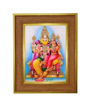 Lakhsmi Narasimha Photo Frame 12x16 Inches-Brown Wooden Frame For Home, Office & Temple Decoration And Gifting (F6357)