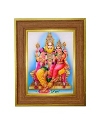 Lakhsmi Narasimha Photo Frame 16x20 Inches-Brown Wooden Frame For Home, Office & Temple Decoration And Gifting (F6357)