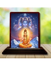Car Desk/Table Top Lord Dattatreya Wooden Photo Stand 3x4 Inches, Compact & Stylish Spiritual Display For Car, Home & Office (Pack Of 1) (F14340)