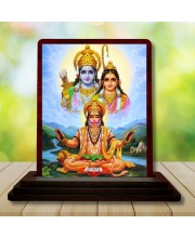 Car Desk/Table Top Lord RamSiya Hanuman Wooden Photo Stand 3x4 Inches, Compact & Stylish Spiritual Display For Car, Home & Office (Pack Of 1) (F15194)
