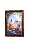 Buddha With Devotee Photo Frame For Wall & Table | 7x9 Inch Golden Cherry Finish | Decorative Buddha With Devotee Photo Frame For Home, Office & Pooja Room (F11451)
