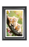 Three Kittens Photo Wall & Table Frame | 12x16 Inch Black Designer | Perfect For Gifting & Home Decor (F9654)