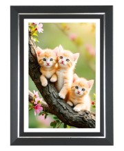 Three Kittens Photo Wall & Table Frame | 10x14 Inch Black Designer | Perfect For Gifting & Home Decor (F9654)