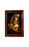 Lord Krishna Photo Frame For Wall & Table | 7x9 Inch Golden Cherry Finish | Decorative Lord Krishna Photo Frame For Home, Office & Pooja Room (F11792)
