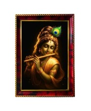Lord Krishna Photo Frame For Wall & Table | 7x9 Inch Golden Cherry Finish | Decorative Lord Krishna Photo Frame For Home, Office & Pooja Room (F11792)