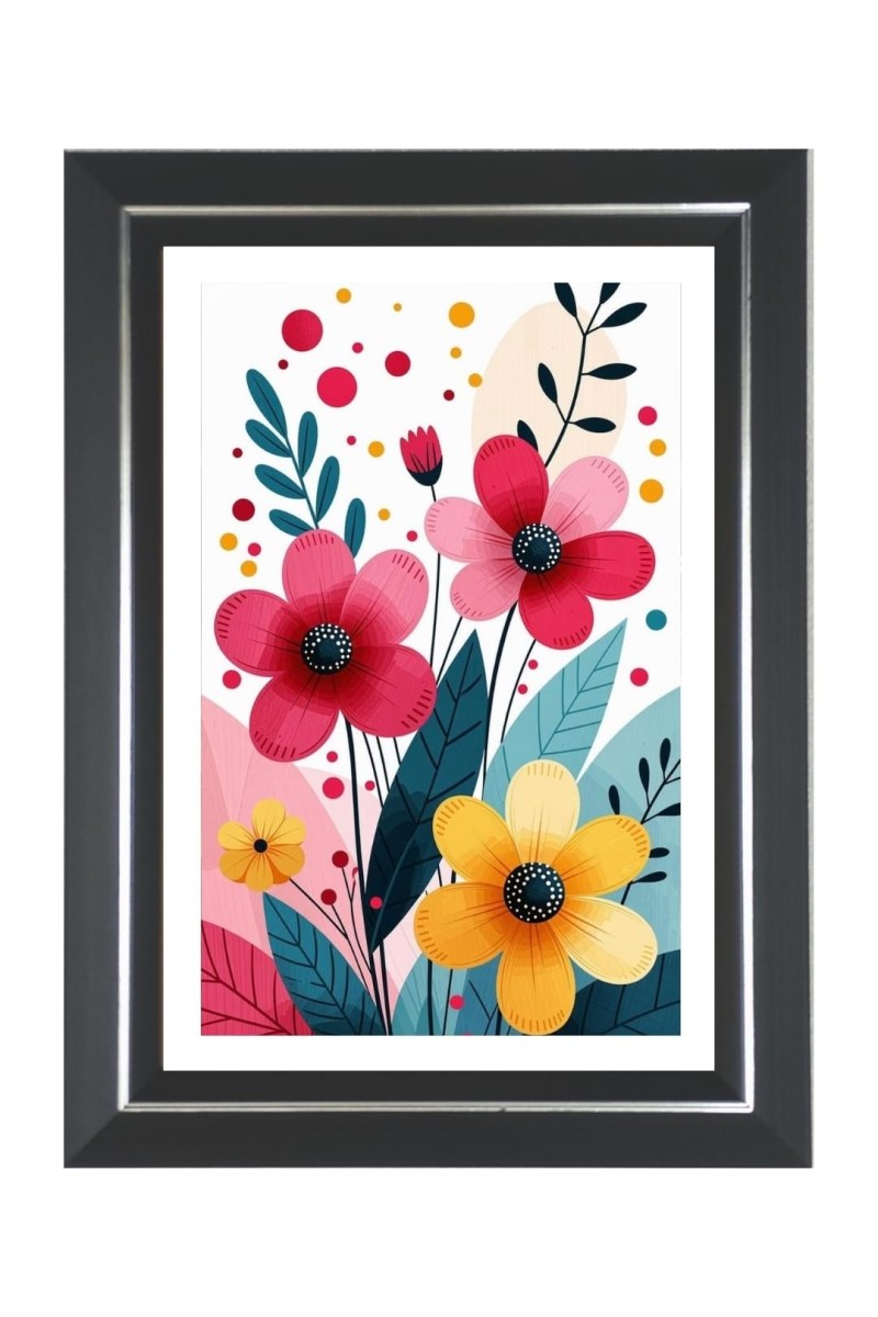Flower Scenery For Home Photo Wall & Table Frame | 10x14 Inch Black Designer | Perfect For Gifting & Home Decor (F9596)
