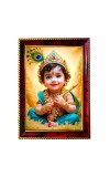 Little Krishna Photo Frame For Wall & Table | 7x9 Inch Golden Cherry Finish | Decorative Little Krishna Photo Frame For Home, Office & Pooja Room (F11897)