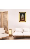 Lord Ganesha Golden Photo Frame - 10x14 Inches | Elegant Wooden Frame For Home, Office & Temple Decoration | Spiritual Wall & Table Decor and Gift Item
