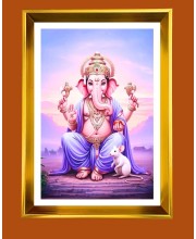 Golden Photo Frame - 10x14 Inches | Elegant Wooden Frame For Home, Office & Temple Decoration | Spiritual Wall & Table Decor and Gift Item