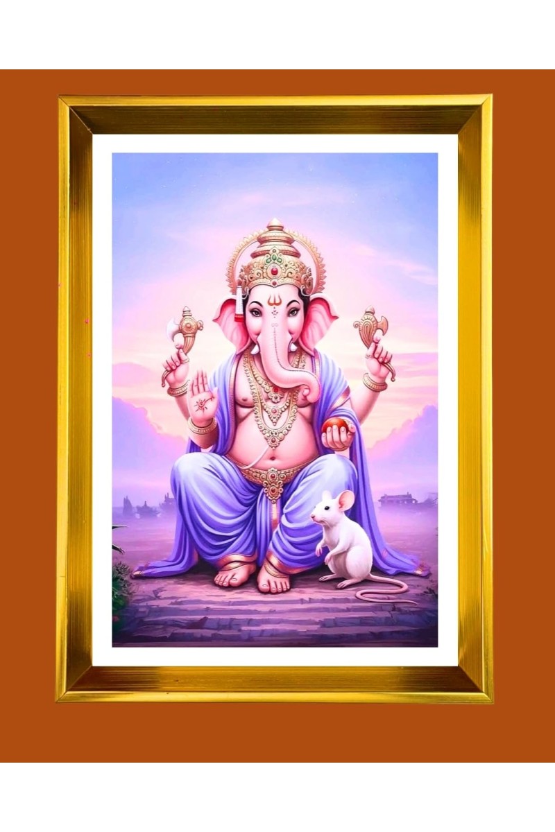Golden Photo Frame - 10x14 Inches | Elegant Wooden Frame For Home, Office & Temple Decoration | Spiritual Wall & Table Decor and Gift Item