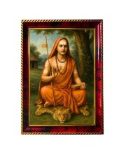 Adhi Shankaracharya Photo Frame For Wall & Table | 7x9 Inch Golden Cherry Finish | Decorative Adhi Shankaracharya Photo Frame For Home, Office & Pooja Room (F11736)