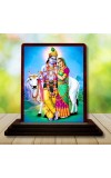 Car Desk/Table Top Radha Krishna Wooden Photo Stand 3x4 Inches, Compact & Stylish Spiritual Display For Car, Home & Office (Pack Of 1) (F14213)