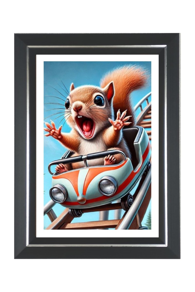 Squirrel Photo Wall & Table Frame | 18x22 Inch Black Designer | Perfect For Gifting & Home Decor (F9614)
