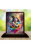 Car Desk/Table Top Lord Krishna Wooden Photo Stand â€“ 3x4 Inches, Compact & Stylish Spiritual Display For Car, Home & Office (Pack Of 1) (F15114)