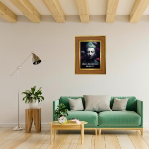 Gautam Buddha Photo Frame 12x16 Inches-Brown Wooden Frame For Home, Office & Temple Decoration And Gifting (F6299)