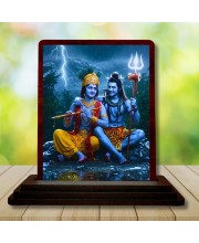 Car Desk/Table Top Lord Shankar Krishna Wooden Photo Stand â€“ 3x4 Inches, Compact & Stylish Spiritual Display For Car, Home & Office (Pack Of 1) (F15052)