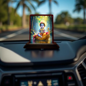 Car Desk/Table Top Lord Krishna Wooden Photo Stand 3x4 Inches, Compact & Stylish Spiritual Display For Car, Home & Office (Pack Of 1) (F14511) Car Desk/Table Top Lord Krishna Wooden Photo Stand 3x4 Inches, Compact & Stylish Spiritual Display For Car, Home & Office (Pack Of 1) (F14511)