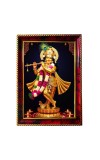 Lord Krishna Photo Frame For Wall & Table | 7x9 Inch Golden Cherry Finish | Decorative Lord Krishna Photo Frame For Home, Office & Pooja Room (F11795)