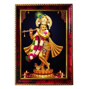 Lord Krishna Photo Frame For Wall & Table | 7x9 Inch Golden Cherry Finish | Decorative Lord Krishna Photo Frame For Home, Office & Pooja Room (F11795) Lord Krishna Photo Frame For Wall & Table | 7x9 Inch Golden Cherry Finish | Decorative Lord Krishna Photo Frame For Home, Office & Pooja Room (F11795)