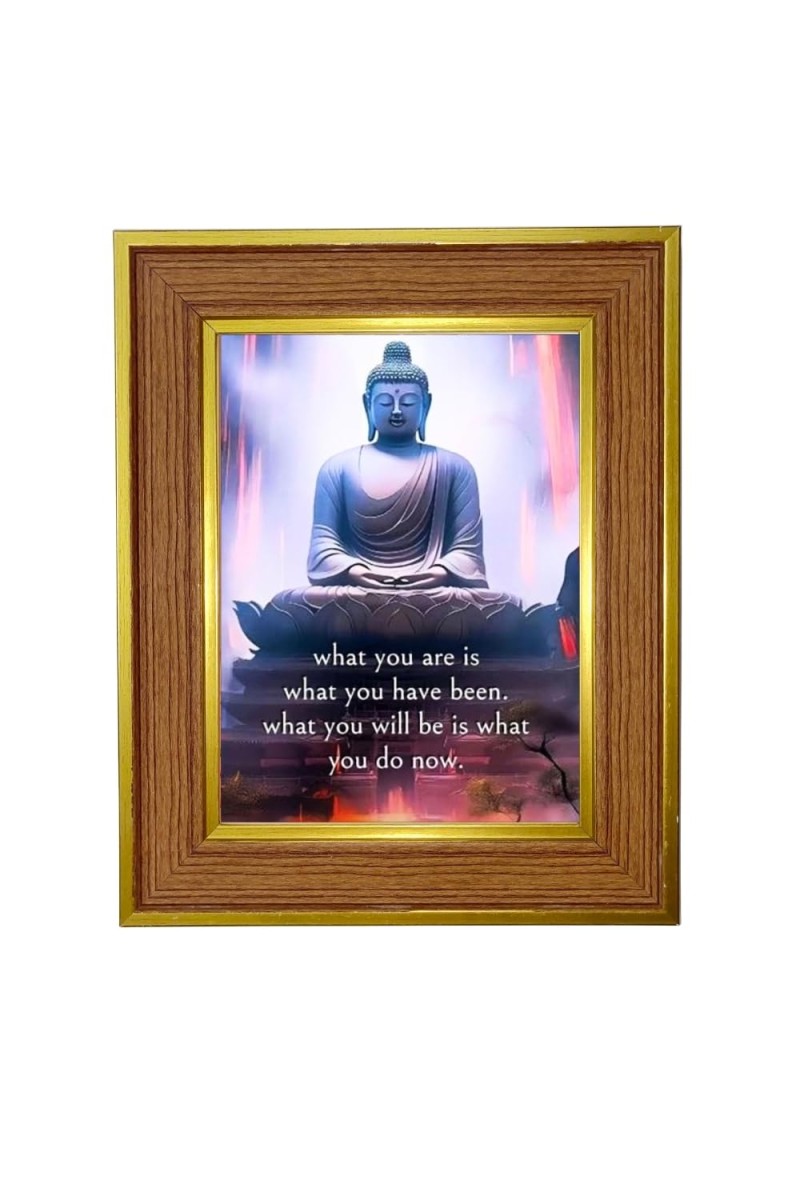 Buddha Photo Frame 10x14 Inches-Brown Wooden Frame For Home, Office & Temple Decoration And Gifting (F6315)