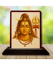 Car Desk/Table Top Lord Shiva Wooden Photo Stand â€“ 3x4 Inches, Compact & Stylish Spiritual Display For Car, Home & Office (Pack Of 1) (F15098)