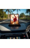 Car Desk/Table Top Lord Jesus Wooden Photo Stand 3x4 Inches, Compact & Stylish Spiritual Display For Car, Home & Office (Pack Of 1) (F14462)