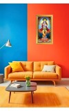Divine Krishna Digital Golden Color Photo Frame | Hindu Religious Wall Decor | 8x15 Inches - Inspirational Wall Art For Office, Home Decor - Ideal Spiritual Gift (F10327)