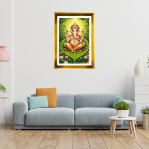 Lord Ganesha Golden Photo Frame - 10x14 Inches | Elegant Wooden Frame For Home, Office & Temple Decoration | Spiritual Wall & Table Decor and Gift Item Lord Ganesha Golden Photo Frame - 10x14 Inches | Elegant Wooden Frame For Home, Office & Temple Decoration | Spiritual Wall & Table Decor and Gift Item