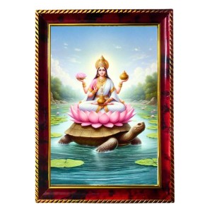 Goddess Laxmi Photo Frame For Wall & Table | 7x9 Inch Golden Cherry Finish | Decorative Goddess Laxmi Photo Frame For Home, Office & Pooja Room (F11329)