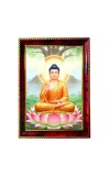 Peaceful Buddha Photo Frame For Wall & Table | 7x9 Inch Golden Cherry Finish | Decorative Peaceful Buddha Photo Frame For Home, Office & Pooja Room (F11614)