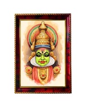 Kathakali Photo Frame For Wall & Table | 7x9 Inch Golden Cherry Finish | Decorative Kathakali Photo Frame For Home, Office & Pooja Room (F11611)