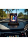Car Desk/Table Top Bramha Vishnu Shiva Wooden Photo Stand 3x4 Inches, Compact & Stylish Spiritual Display For Car, Home & Office (Pack Of 1) (F14163)