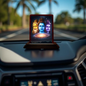Car Desk/Table Top Bramha Vishnu Shiva Wooden Photo Stand 3x4 Inches, Compact & Stylish Spiritual Display For Car, Home & Office (Pack Of 1) (F14163) Car Desk/Table Top Bramha Vishnu Shiva Wooden Photo Stand 3x4 Inches, Compact & Stylish Spiritual Display For Car, Home & Office (Pack Of 1) (F14163)