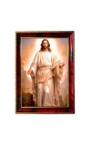 Lord Jesus Photo Frame For Wall & Table | 7x9 Inch Golden Cherry Finish | Decorative Lord Jesus Photo Frame For Home, Office & Pooja Room (F11594)