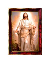 Lord Jesus Photo Frame For Wall & Table | 7x9 Inch Golden Cherry Finish | Decorative Lord Jesus Photo Frame For Home, Office & Pooja Room (F11594)