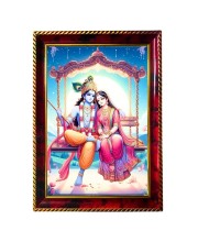 Radhe Radha Krishna Photo Frame For Wall & Table | 7x9 Inch Golden Cherry Finish | Decorative Radhe Radha Krishna Photo Frame For Home, Office & Pooja Room (F11484)