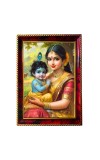 Lord Krishna With Maa Yashoda Photo Frame For Wall & Table | 7x9 Inch Golden Cherry Finish | Decorative Lord Krishna With Maa Yashoda Photo Frame For Home, Office & Pooja Room (F11308)