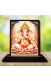 Car Desk/Table Top Lord Ganesha Wooden Photo Stand 3x4 Inches, Compact & Stylish Spiritual Display For Car, Home & Office (Pack Of 1) (F14538)
