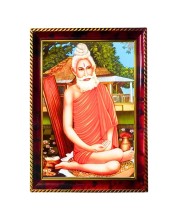 LoknathBaba Photo Frame For Wall & Table | 7x9 Inch Golden Cherry Finish | Decorative LoknathBaba Photo Frame For Home, Office & Pooja Room (F11636)