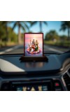 Car Desk/Table Top Lord Shiva And Parvathi Wooden Photo Stand 3x4 Inches, Compact & Stylish Spiritual Display For Car, Home & Office (Pack Of 1) (F14329)