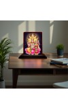 Car Desk/Table Top Lakshmi Narasimha Wooden Photo Stand 3x4 Inches, Compact & Stylish Spiritual Display For Car, Home & Office (Pack Of 1) (F14554)