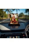 Car Desk/Table Top Jagadguru Chandrashekarendra Saraswati Wooden Photo Stand 3x4 Inches, Compact & Stylish Spiritual Display For Car, Home & Office (Pack Of 1) (F14631)