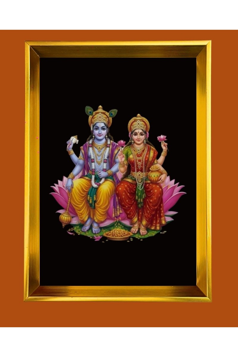 Golden Photo Frame - 10x14 Inches | Elegant Wooden Frame For Home, Office & Temple Decoration | Spiritual Wall & Table Decor and Gift Item