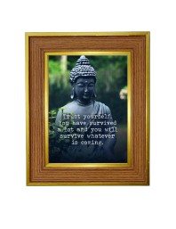 Lord Buddha Photo Frame 16x20 Inches-Brown Wooden Frame For Home, Office & Temple Decoration And Gifting (F6347)