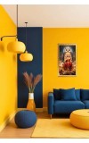Mata Laxmi Digital Golden Color Photo Frame | Hindu Religious Wall Decor | 8x15 Inches - Inspirational Wall Art For Office, Home Decor - Ideal Spiritual Gift (F10206)